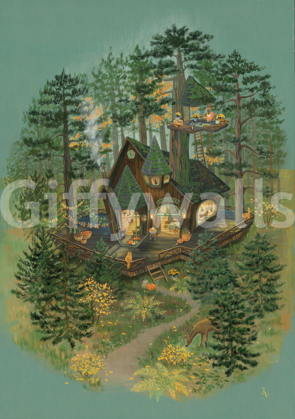 Tiny Woodland Shop Wall Mural