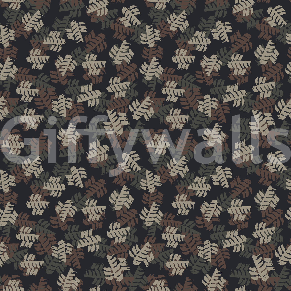 Muted Earthy Leaf Silhouette Wallpaper