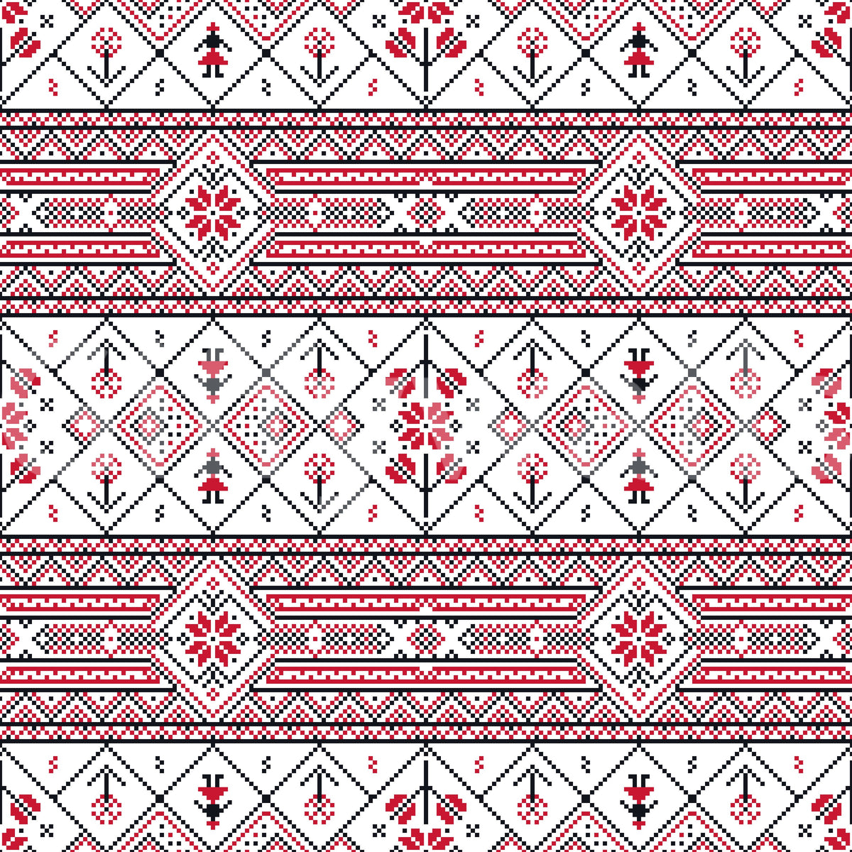 Minimalist Embroidered Folk Texture Wallpaper