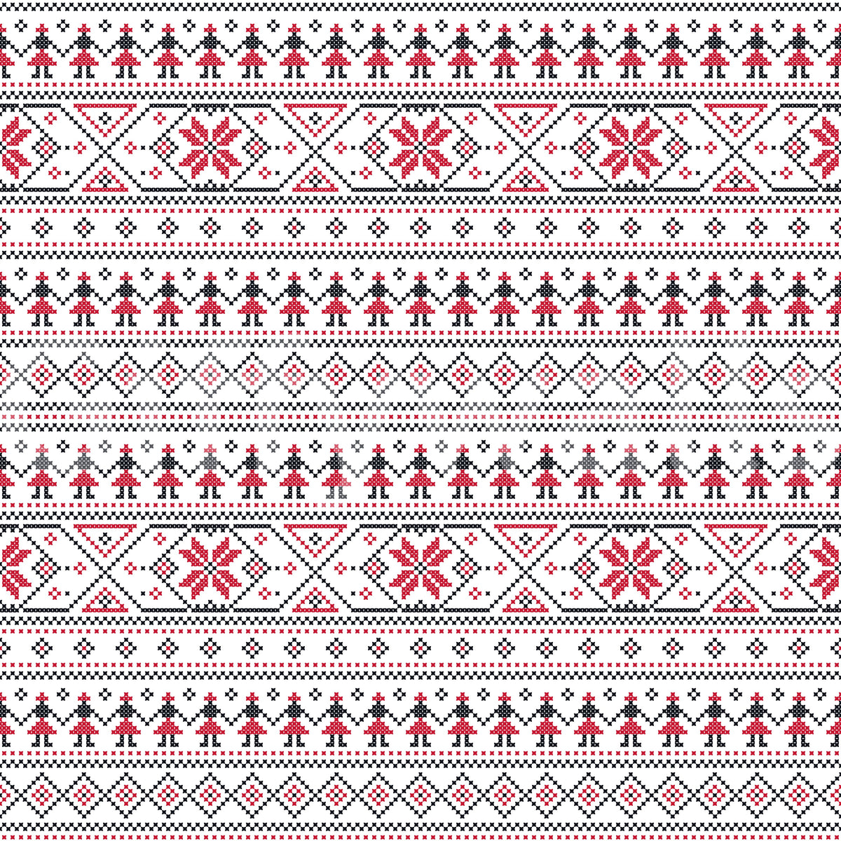 Geometric Folk Art Tile Pattern Wallpaper