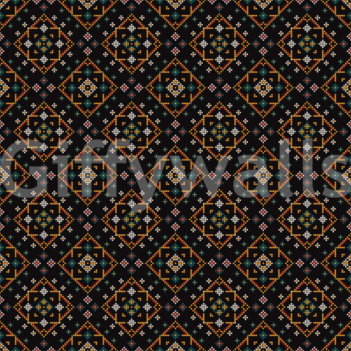 Geometric Cross-Stitch Rhythm Wallpaper