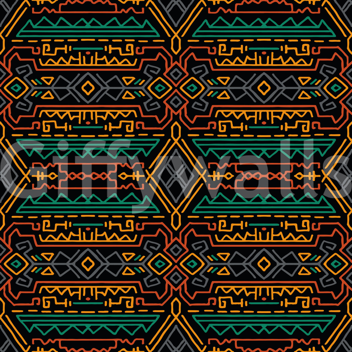 Tribal Geometric Pattern Mural Wallpaper