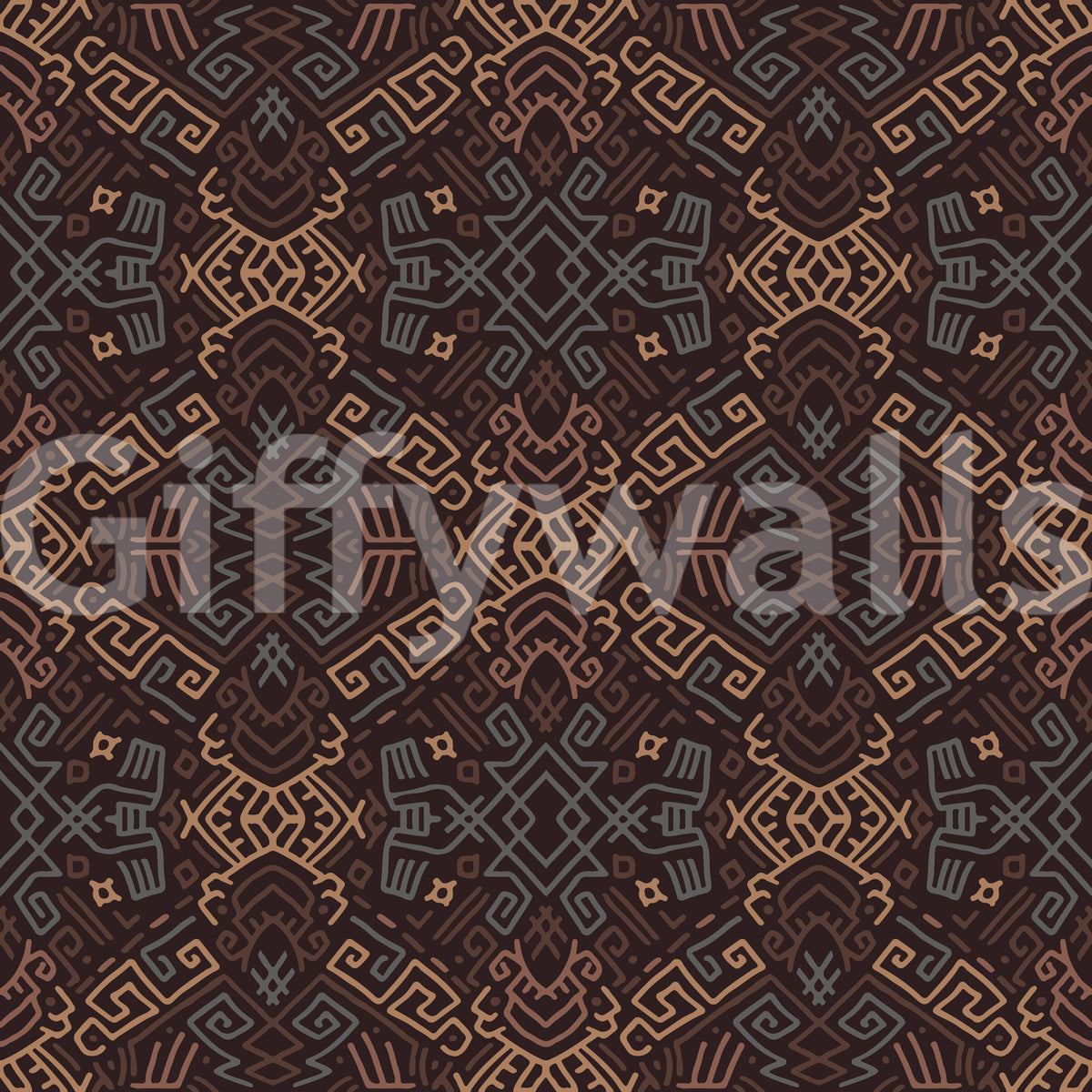 Abstract Tribal Line Motif Wallpaper