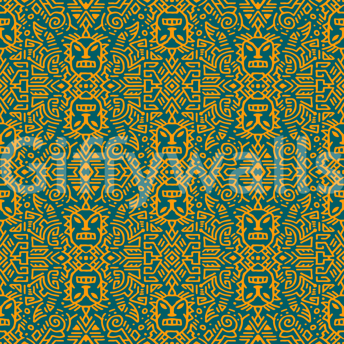 Abstract Ethnic Mask Art Wallpaper