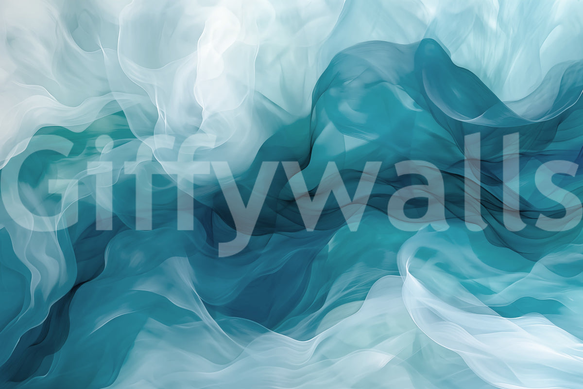 Ethereal Teal Smoke Swirls Wall Mural