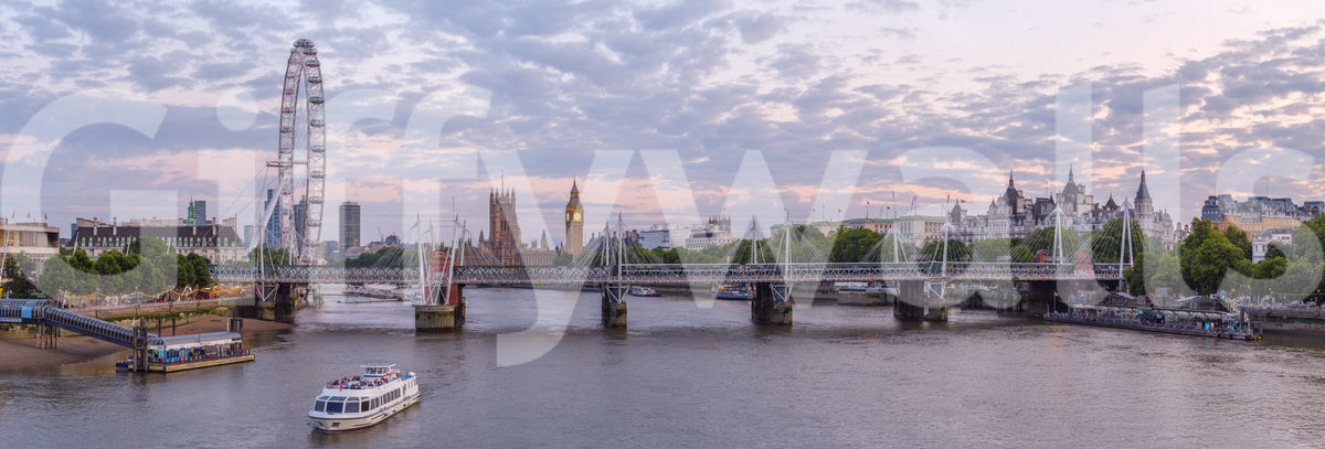 Thames Twilight Architectural Horizon Wall Mural