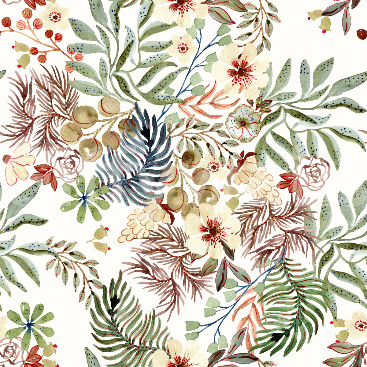 Rustic Meadow Wildflower Illustration Wallpaper