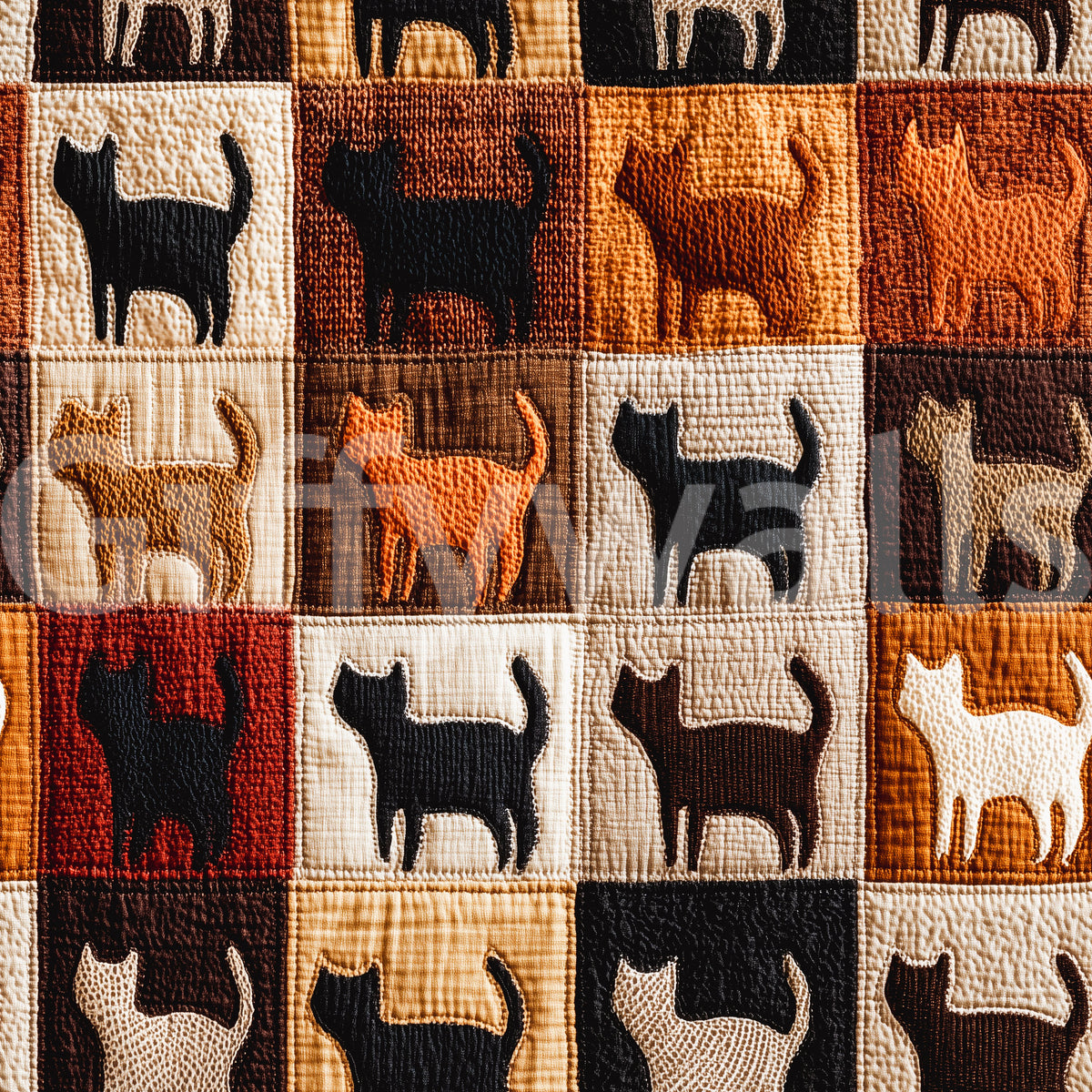 Feline Quilt Grid Wallpaper