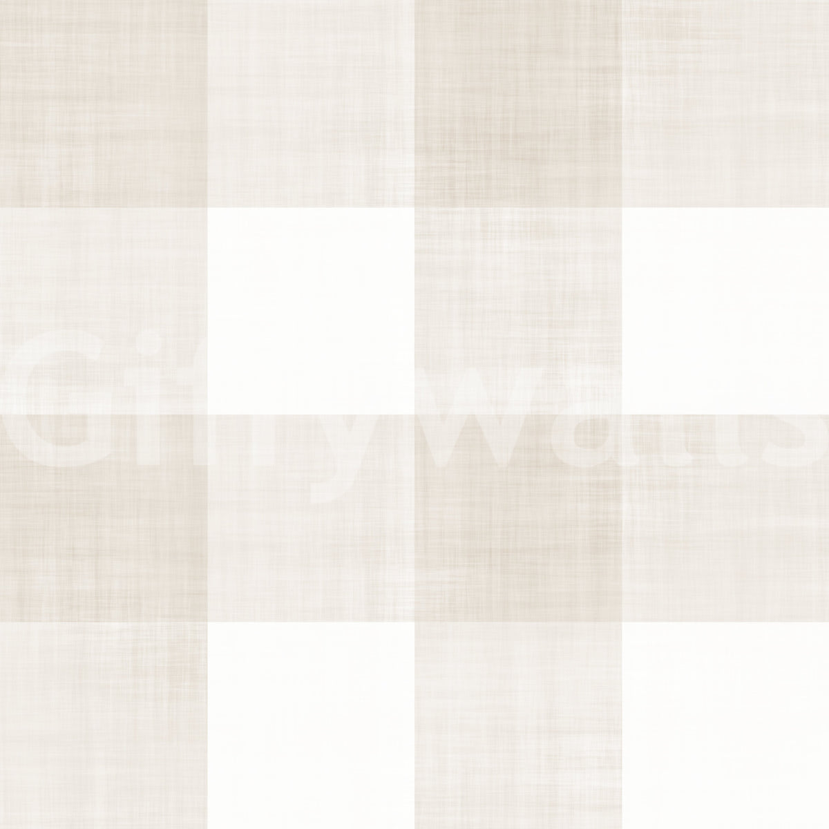 Beige Gingham Plaid Linen Look Texture Wallpaper