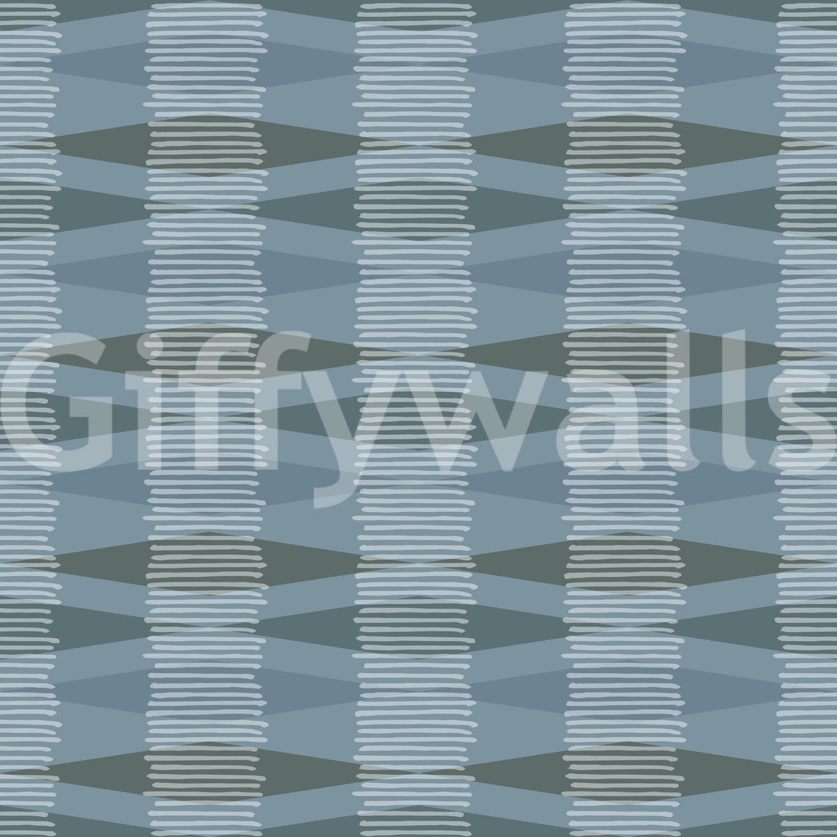 Coastal Blue Geometric Stripe Wallpaper