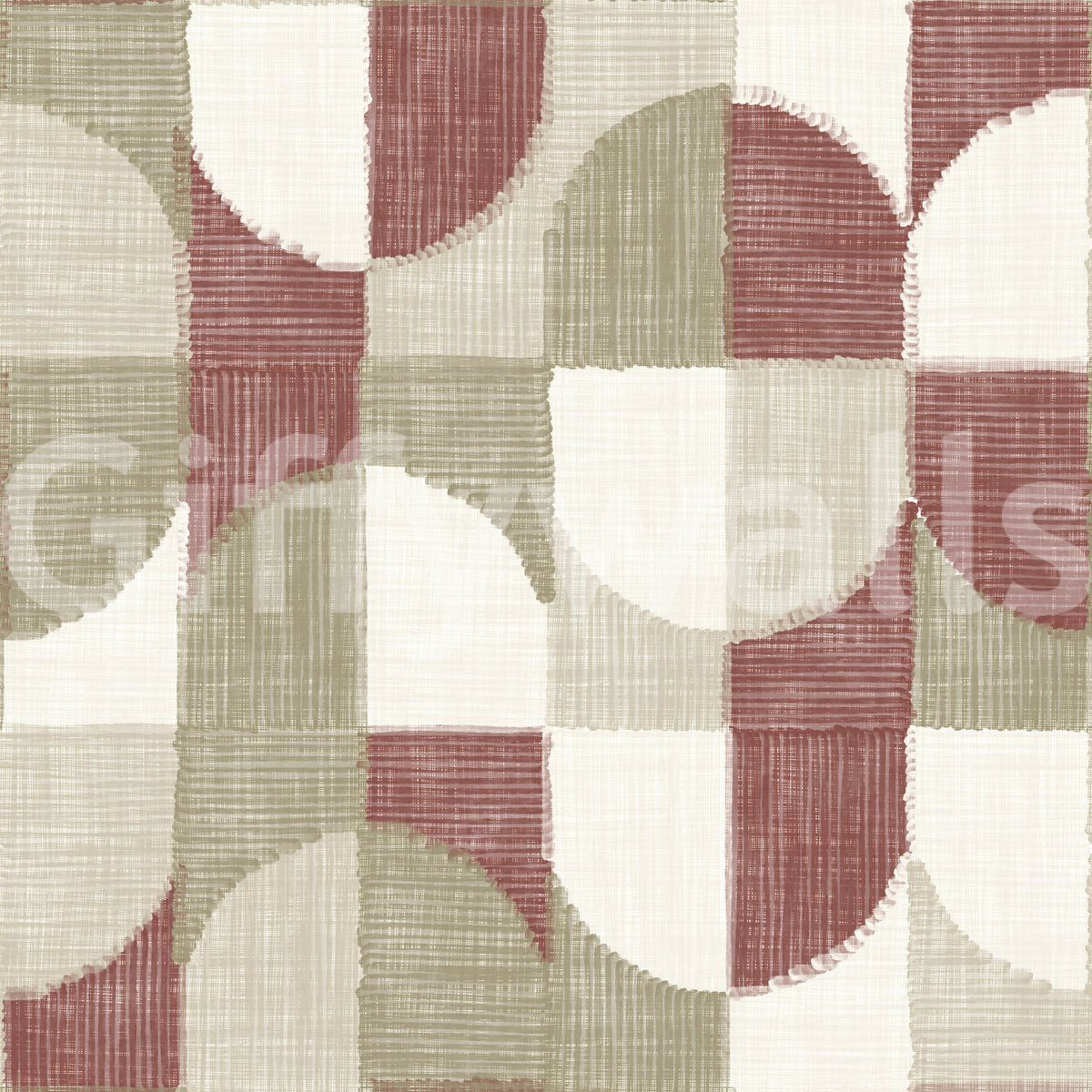Tiled Textured Hand Painted Geometries Rustic Farmhouse Earthy Tones Wallpaper