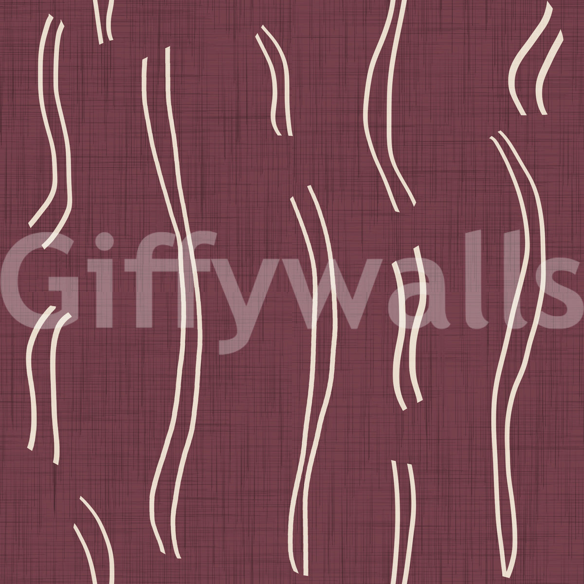 Burgundy Wavy Stripe Wallpaper Mid Century Wallpaper
