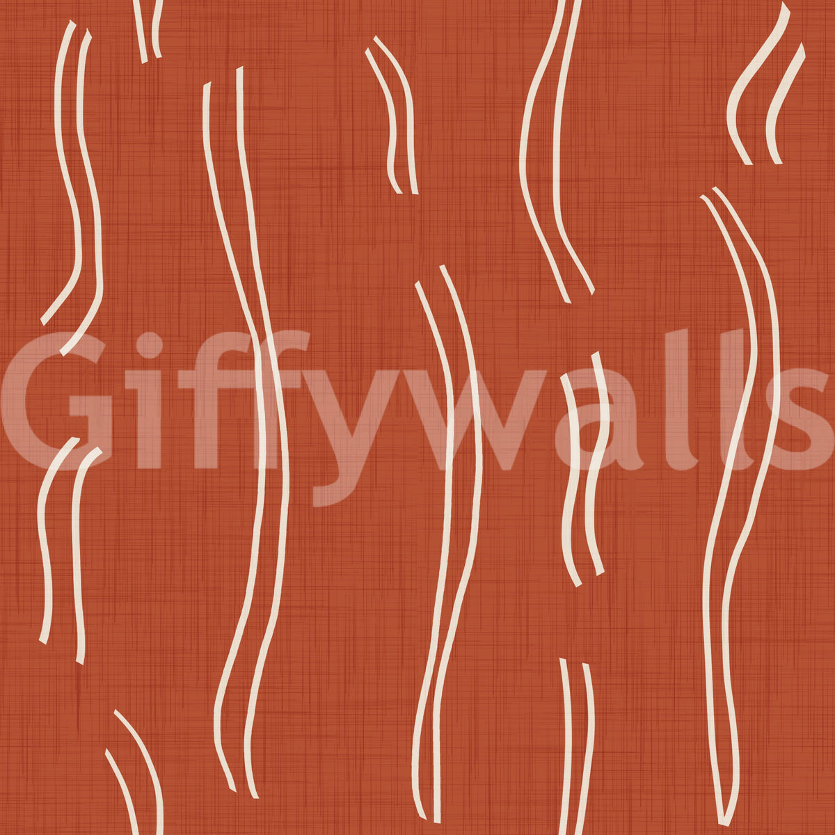 Rust Red Wavy Stripe Wallpaper Mid Century Wallpaper