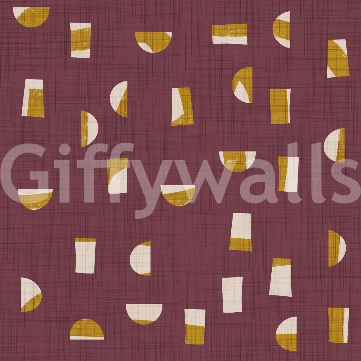 Burgundy Abstract Shapes Wallpaper Mid Century Wallpaper