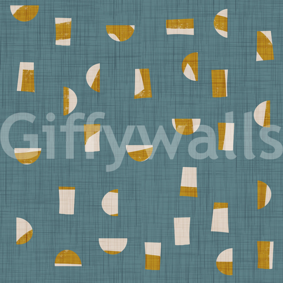 Dusty Teal Abstract Shapes Wallpaper Mid Century Wallpaper