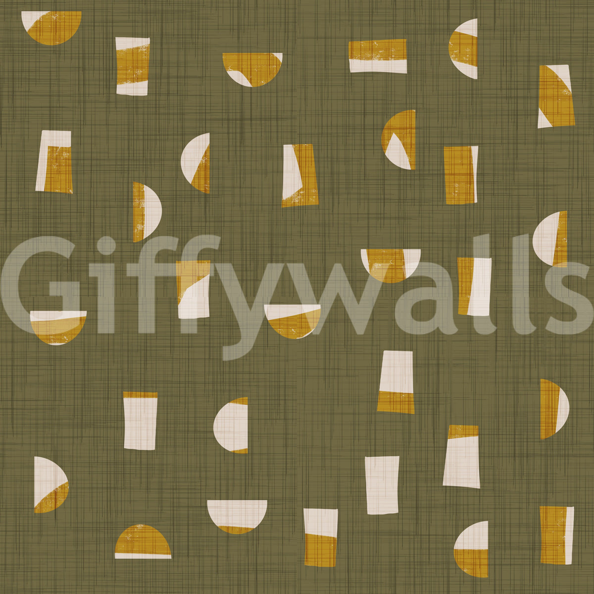 Olive Green Abstract Shapes Wallpaper Mid Century Wallpaper