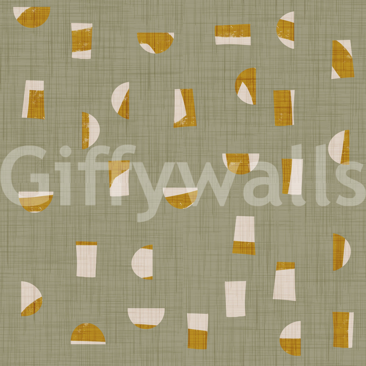 Sage Green Abstract Shapes Wallpaper Mid Century Wallpaper