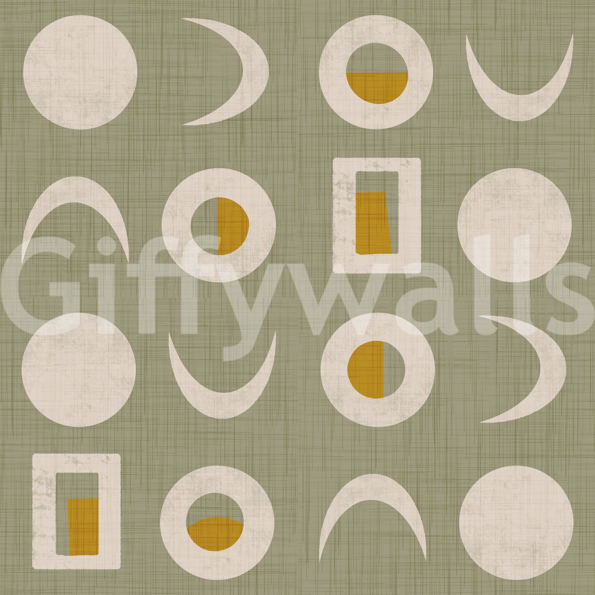 Sage Green Moon Phase Wallpaper Mid Century Wallpaper
