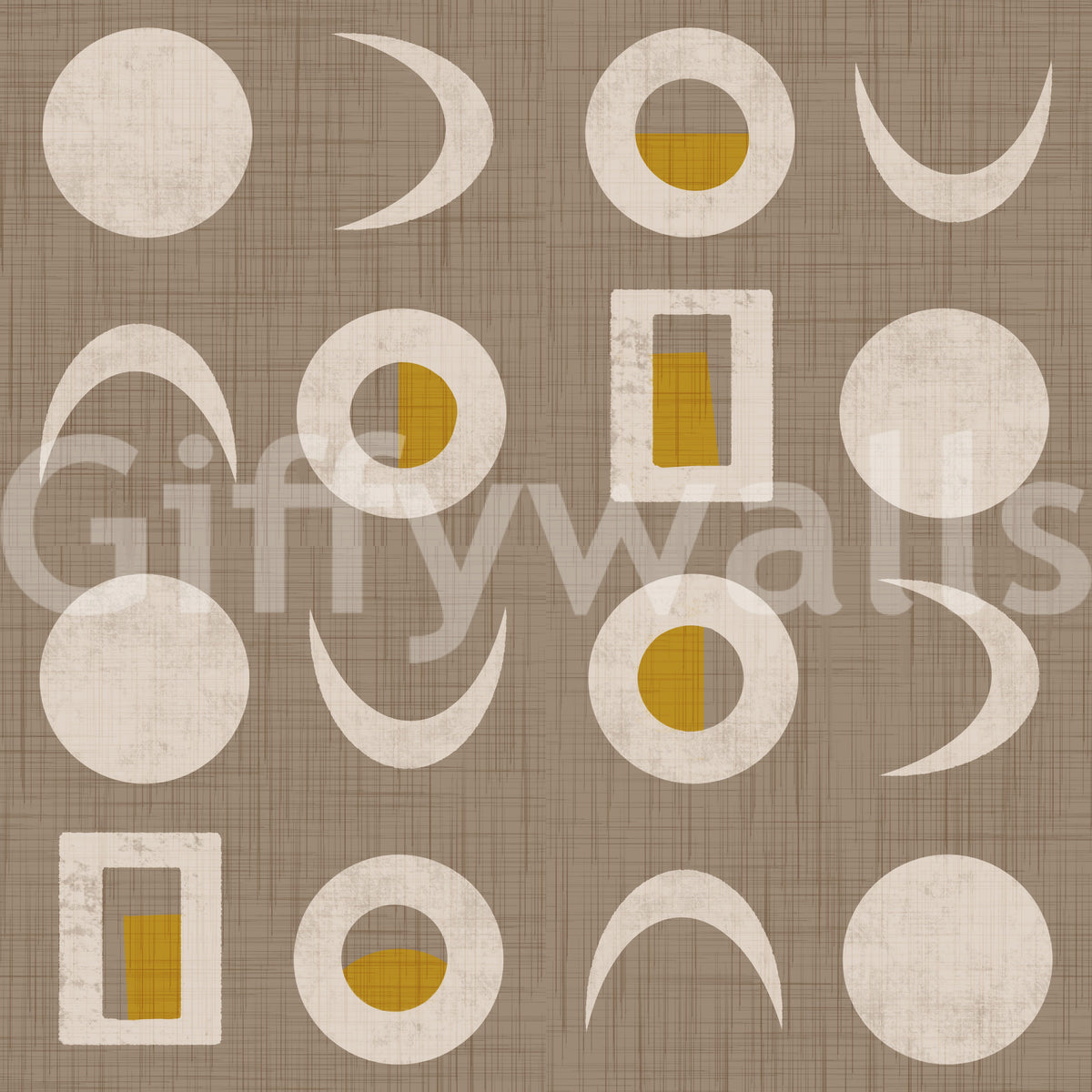 Warm Taupe Moon Phase Wallpaper Mid Century Wallpaper