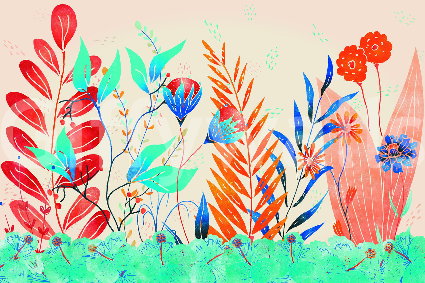 Wild Bloom Symphony Wall Mural