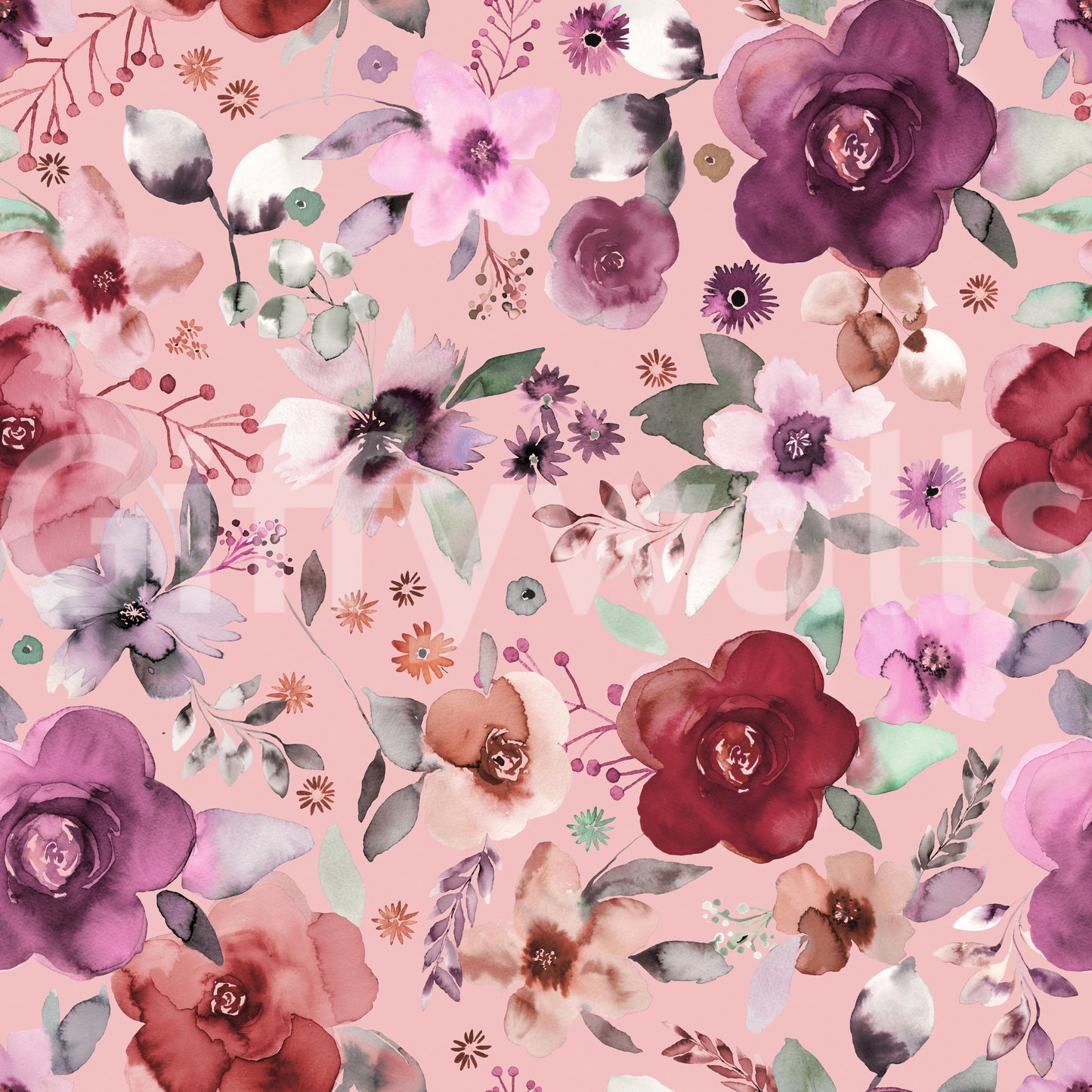 Elegant bouquet wall mural for a stylish apartment interior design.