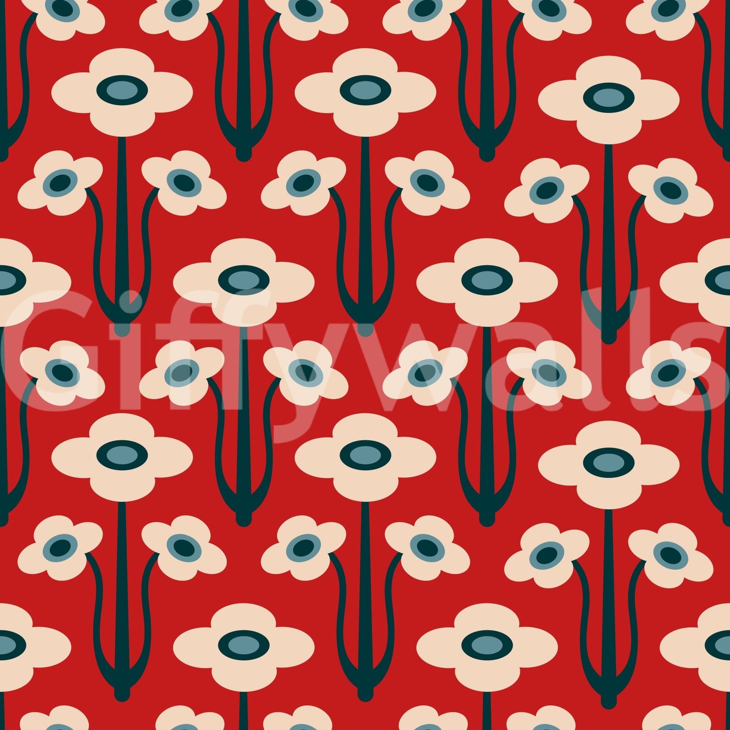 Floral wallpaper with a gentle, painterly feel.