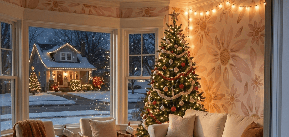 Christmas Wall Murals for a Feature Wall Behind the Tree