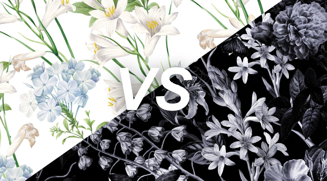 dark vs bright floral wallpaper