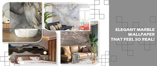 Elegant living room interior with stylish marble wallpaper accent wall, modern furniture, and natural lighting – guide to choosing marble wallpaper for home décor.