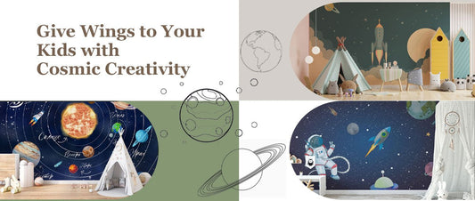 Space wallpaper ideas for kids bedrooms shown across cosmic themes and styles