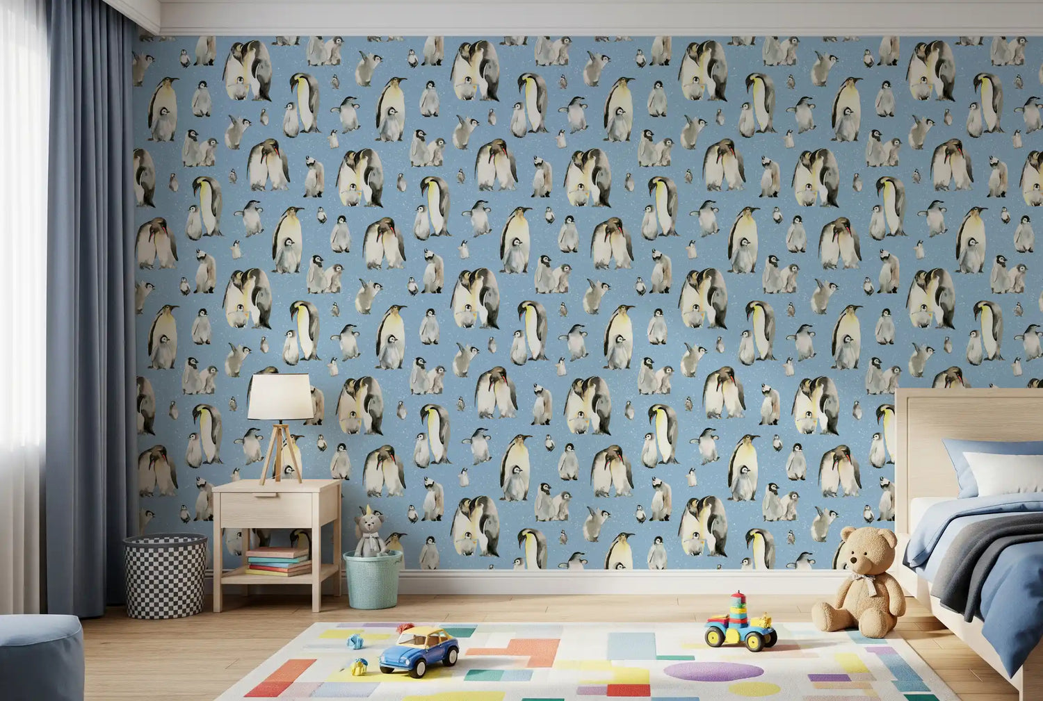 penguin wallpaper with antarctic colonies and icy blue murals