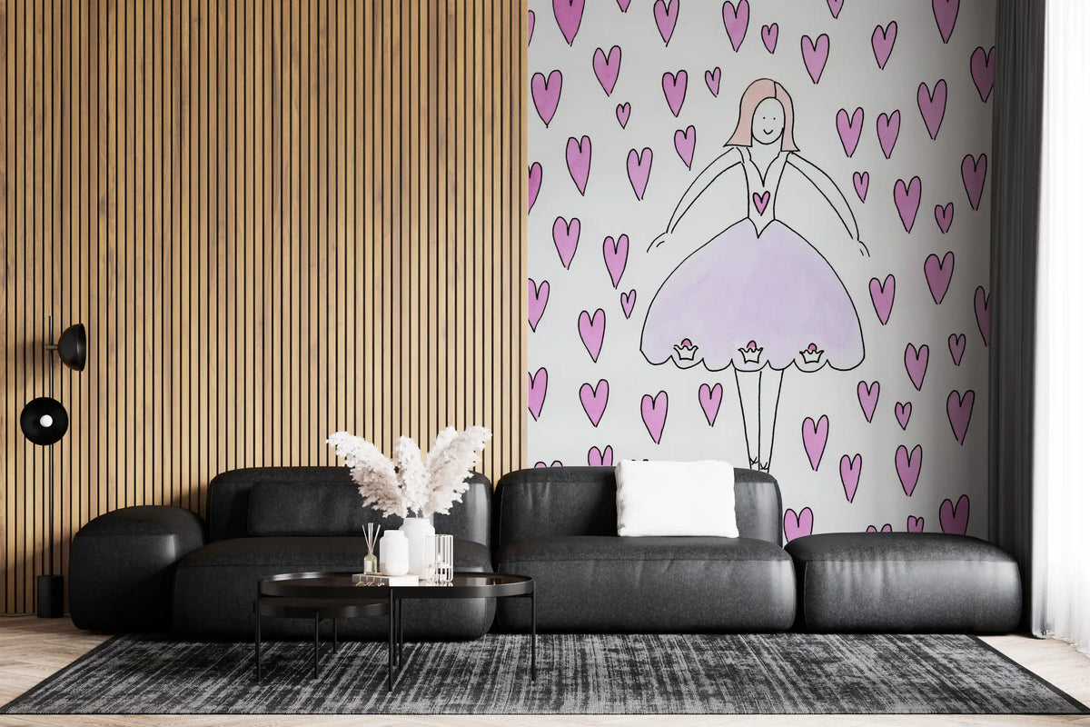 ballerina wallpaper with watercolor ballet dancer in blush tutu for girls room