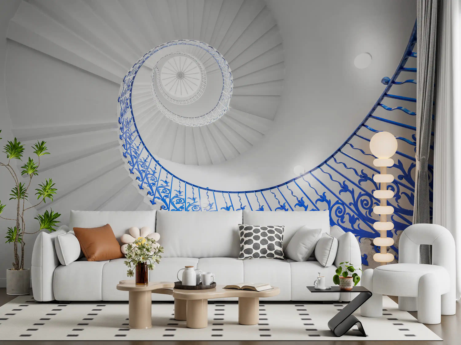 staircase wallpaper with statement murals for stairwells and landings