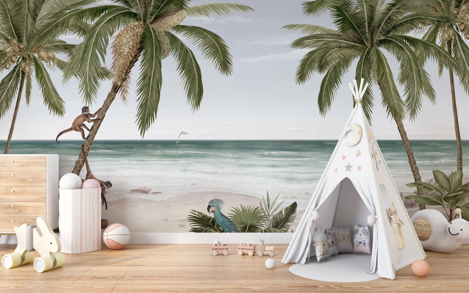 Close-up of subtle, sandy-textured beach wallpaper with small shells.