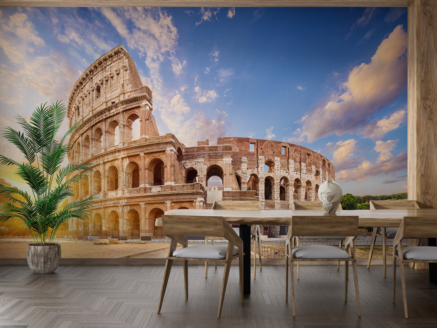 rome wallpaper mural with colosseum and old city views