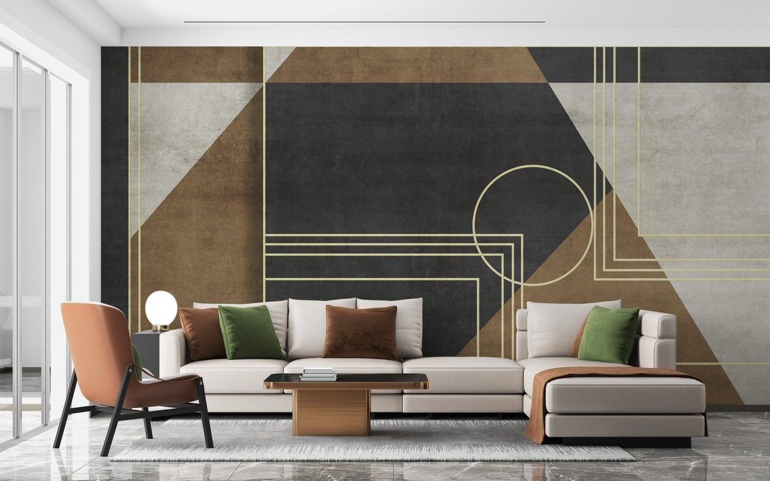 Modern geometric wallpaper mural