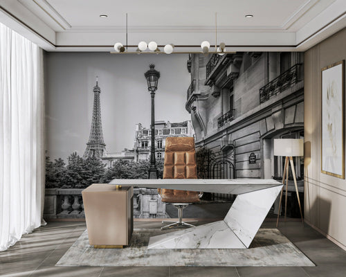 Melanie Viola vintage palm photo mural in a calm room
