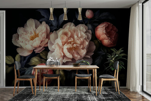 Modern Muse aqua gold marble mural in a bright lounge