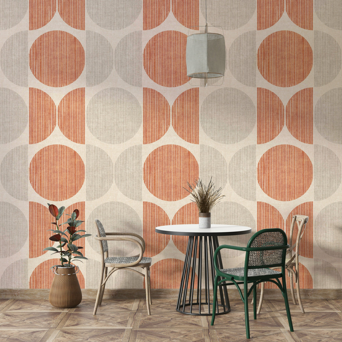 circle wallpaper with round geometric shapes for modern rooms