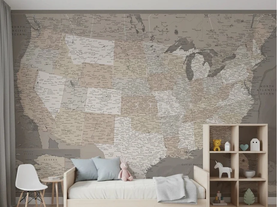 usa map wallpaper with vintage and illustrated us map murals