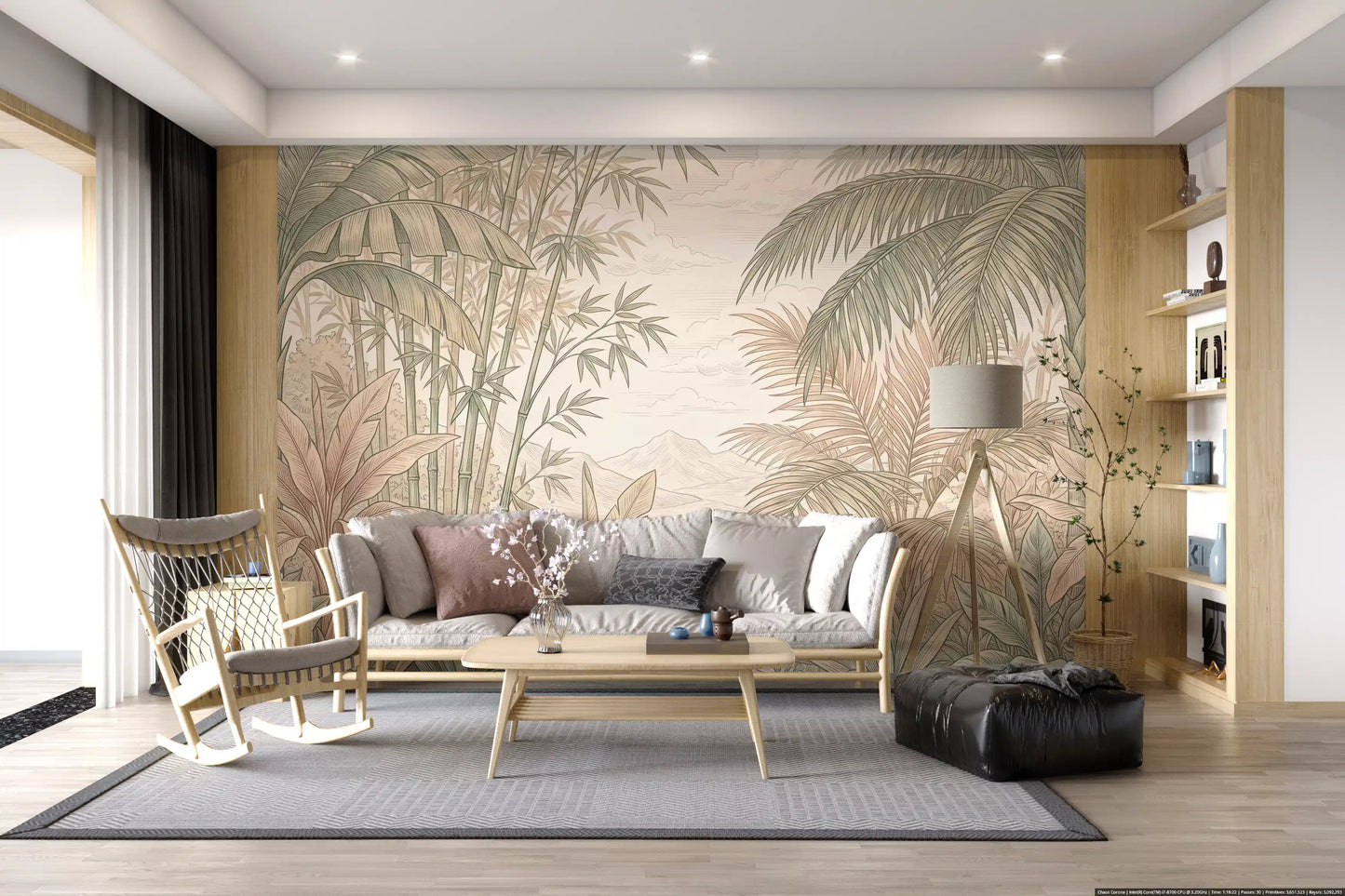 Misty Tropical Botanical Haven Wall Mural