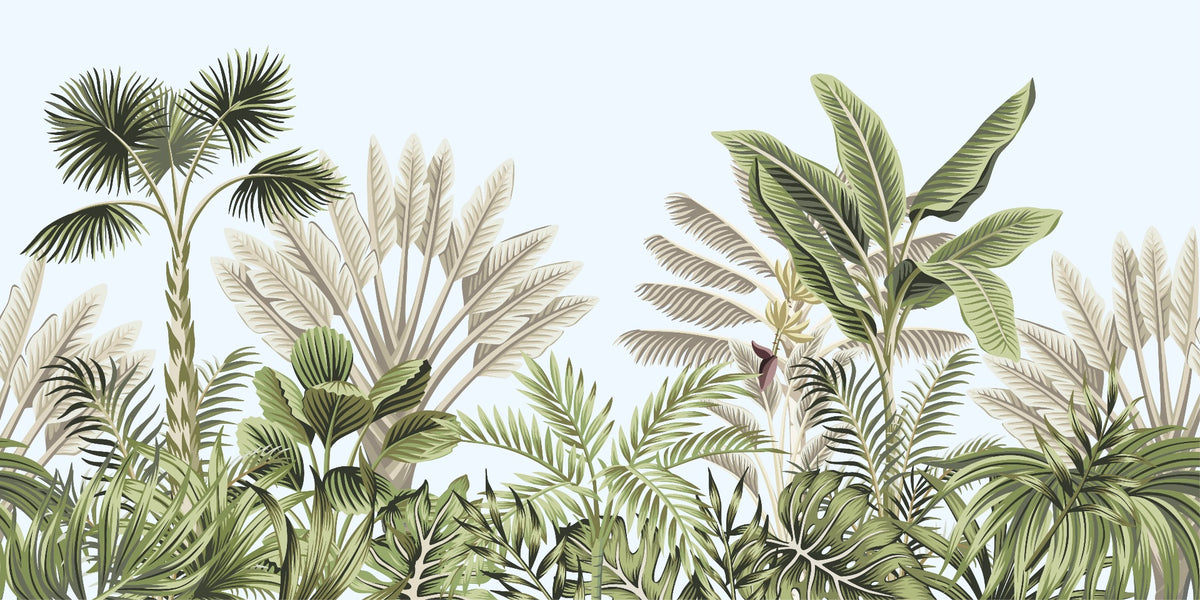 Vintage Tropical Leaves Wallpaper Mural in your room
