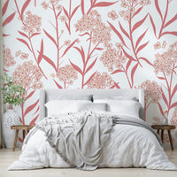 Soft floral mural wallpaper creating a peaceful home vibe