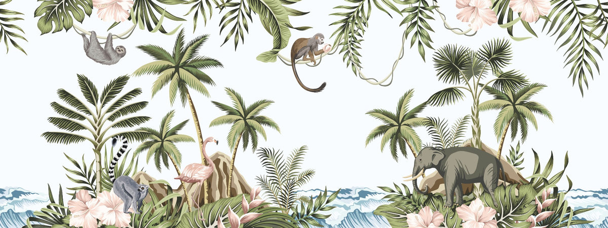 Vintage Tropical Forest Wallpaper mural in your room