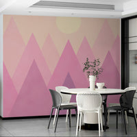 Soft Pink Candy Mountains Wallpaper – Mid-Century Modern Style