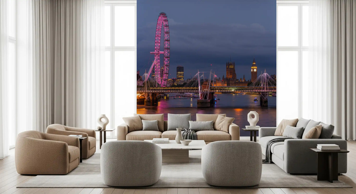 Evening River Thames Reflection Wall Mural