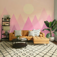 Soft Pink Candy Mountains Wallpaper – Playroom Pastel Theme
