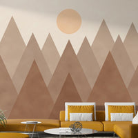 Neutral color palette – Brown Geometric Mountains Wallpaper