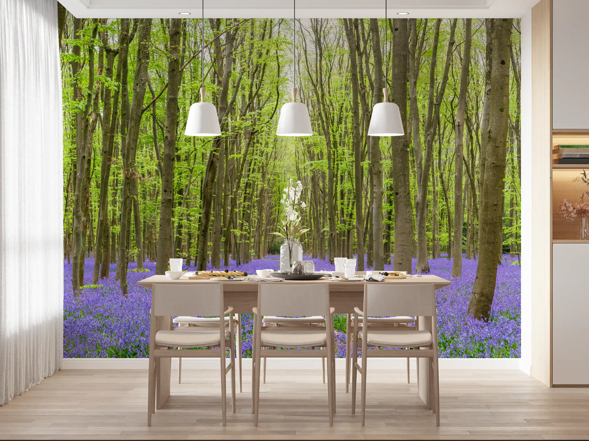 Springtime Woodland Floral Path Wall Mural