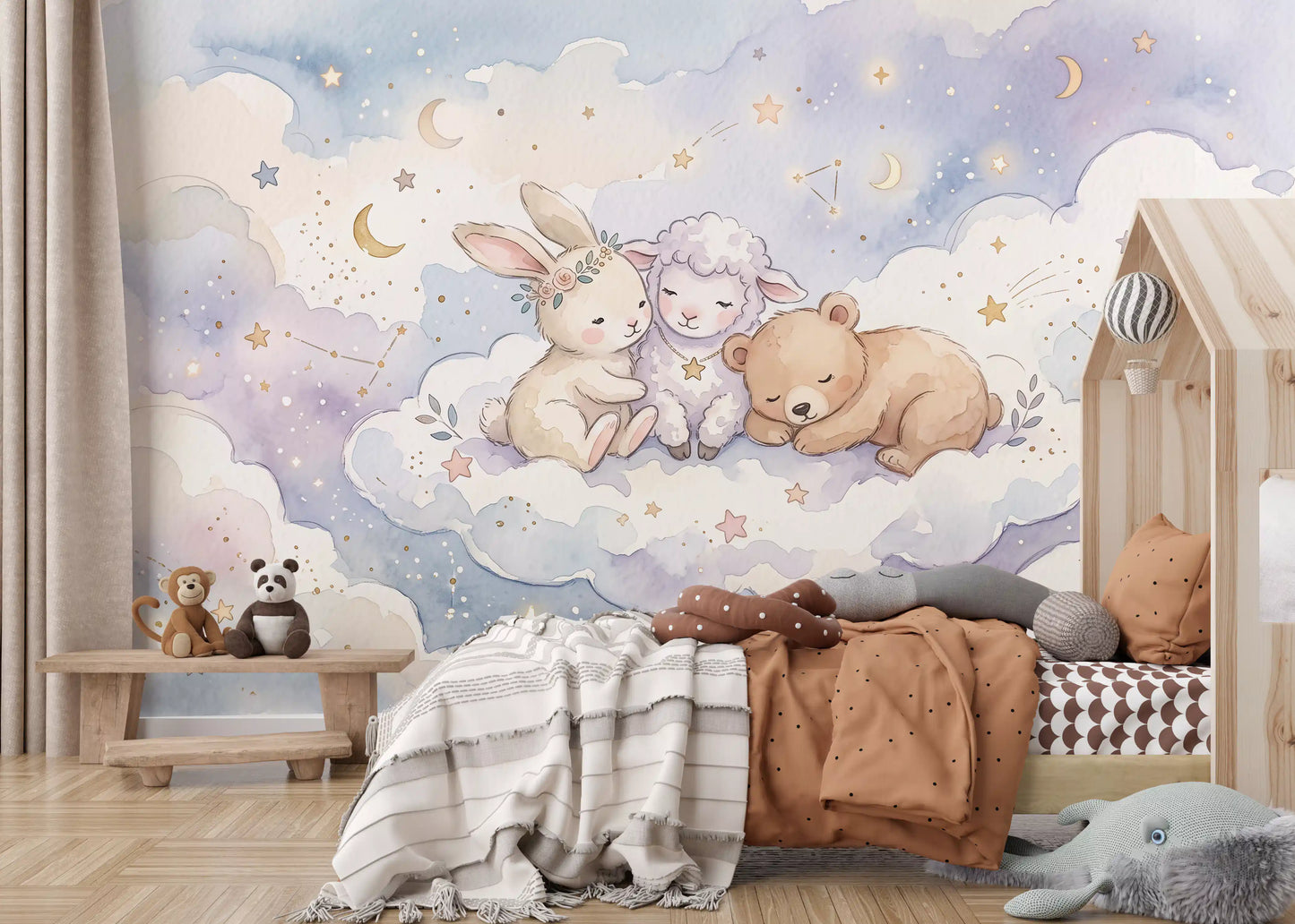 Celestial Animal Cuddle Wall Mural